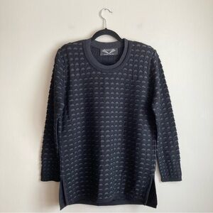 Vintage Angel Wool Blend Shell Knit Black Metallic Silver Gray Grandpa Sweater